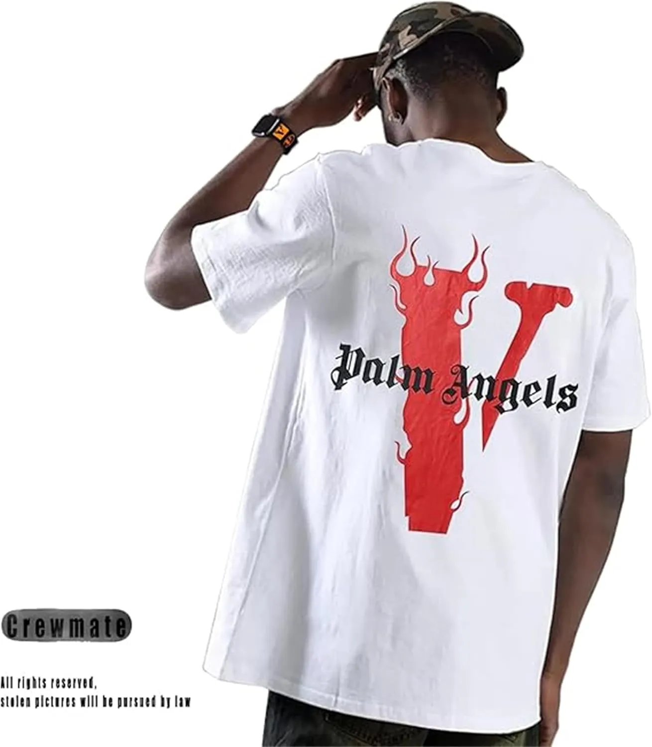 Fashion Men's Short Sleeved T-Shirt V Letter Printed Tops Casual Couple T-Shirt Hip Hop Short Sleeved Tops