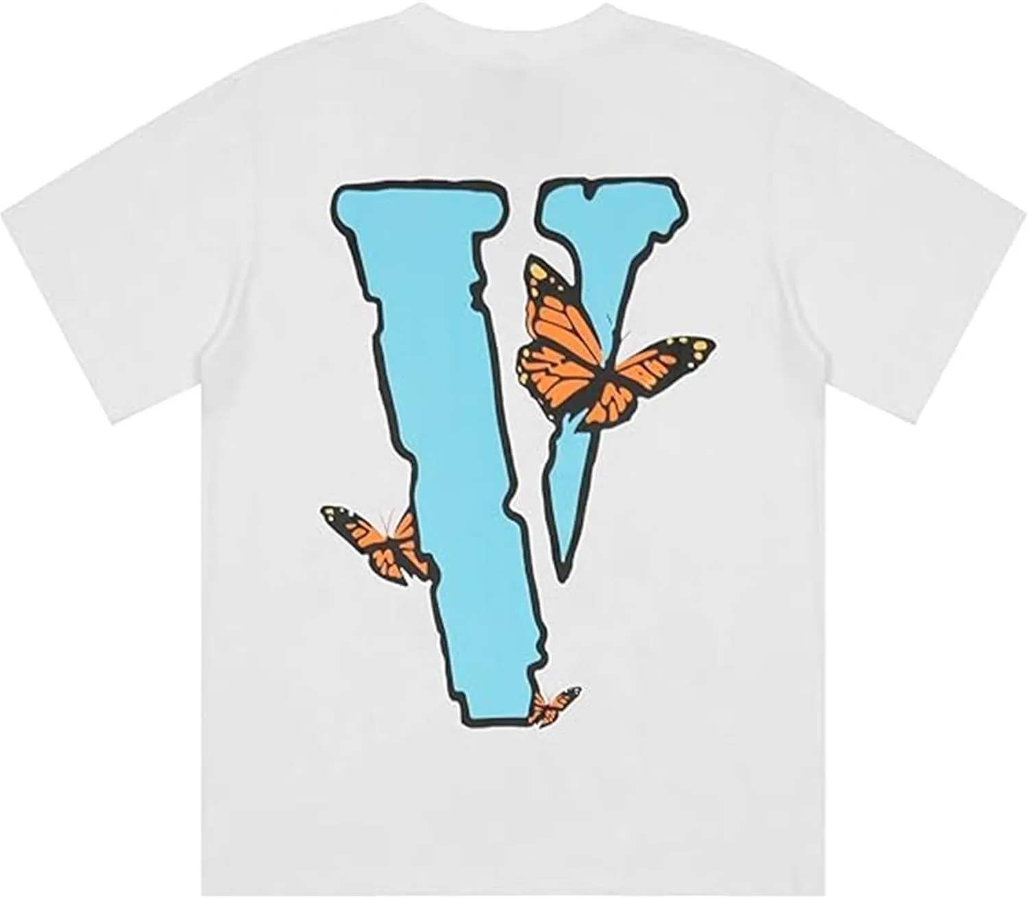 Fashion Men's Short Sleeved T-Shirt V Letter Printed Tops Casual Couple T-Shirt Hip Hop Short Sleeved Tops