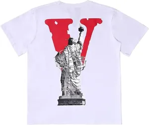 Fashion Men's Short Sleeved T-Shirt V Letter Printed Tops Casual Couple T-Shirt Hip Hop Short Sleeved Tops