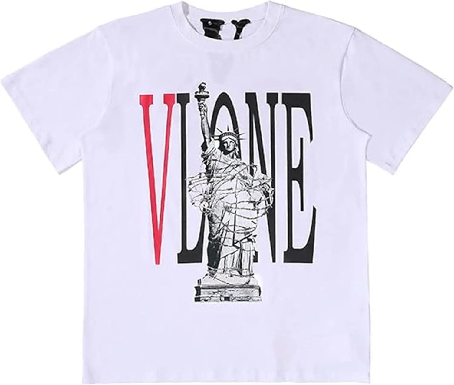 Fashion Men's Short Sleeved T-Shirt V Letter Printed Tops Casual Couple T-Shirt Hip Hop Short Sleeved Tops
