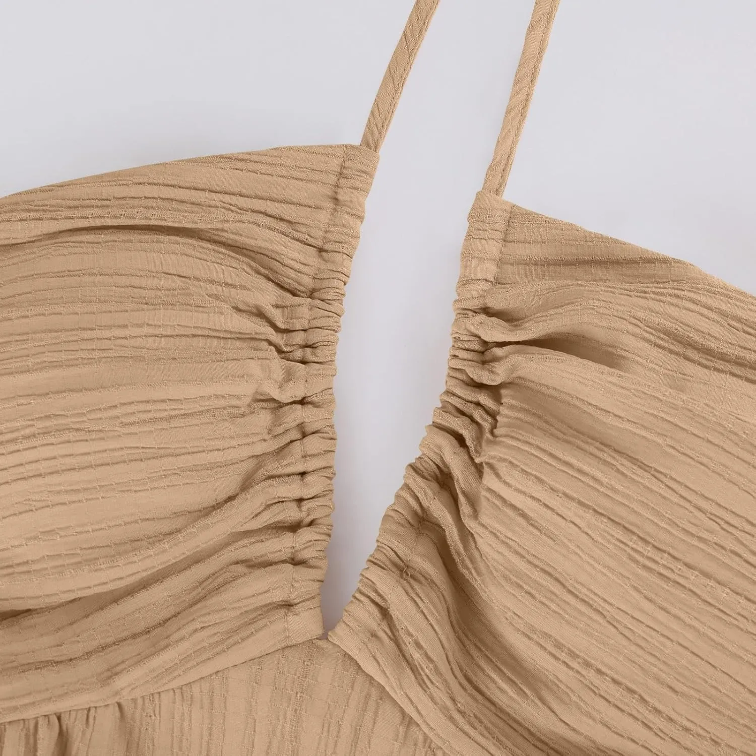 Halter Maxi Dresses for Women 2025 Elegant Classy a Line Prom Dress Tea Party Spaghetti Strap Low Cut Cocktail Dress