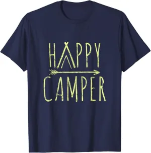 Happy Camper Camping T-Shirt | Camp Tee For Men Women & Kids T-Shirt