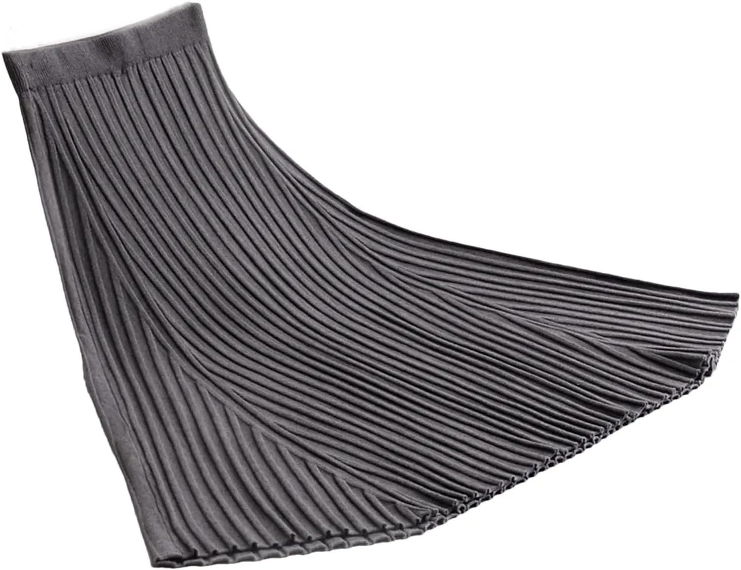 Hcclijo Winter Cashmere Extra-Long Knitted Skirt Thickened Ribbed Knitted Swing A-Line Flared Ankle-Length Knitted Skirt
