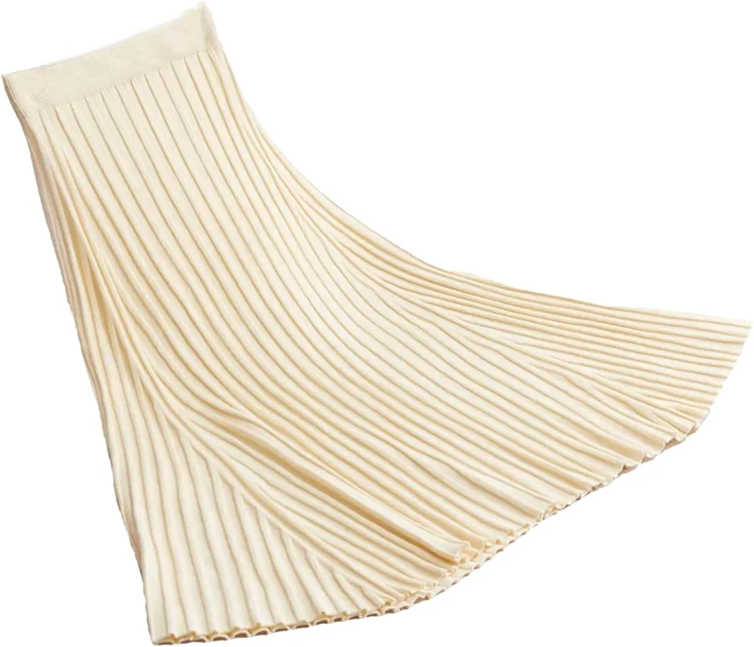 Hcclijo Winter Cashmere Extra-Long Knitted Skirt Thickened Ribbed Knitted Swing A-Line Flared Ankle-Length Knitted Skirt