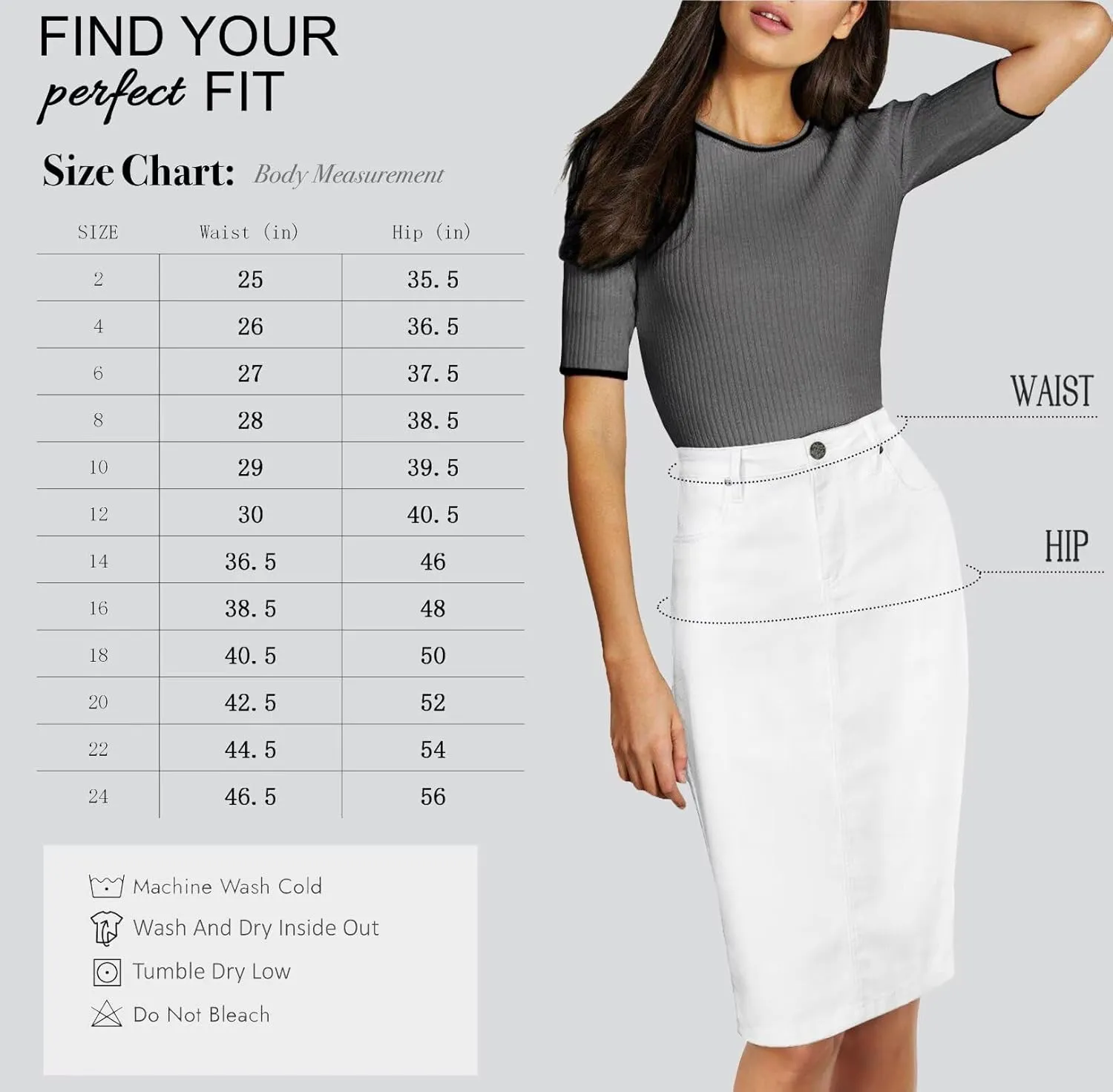 Lexi Womens Super Comfy Stretch Denim Skirt