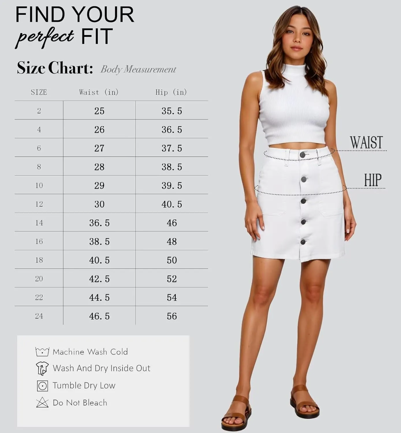 Lexi Womens Super Comfy Stretch Denim Skirt