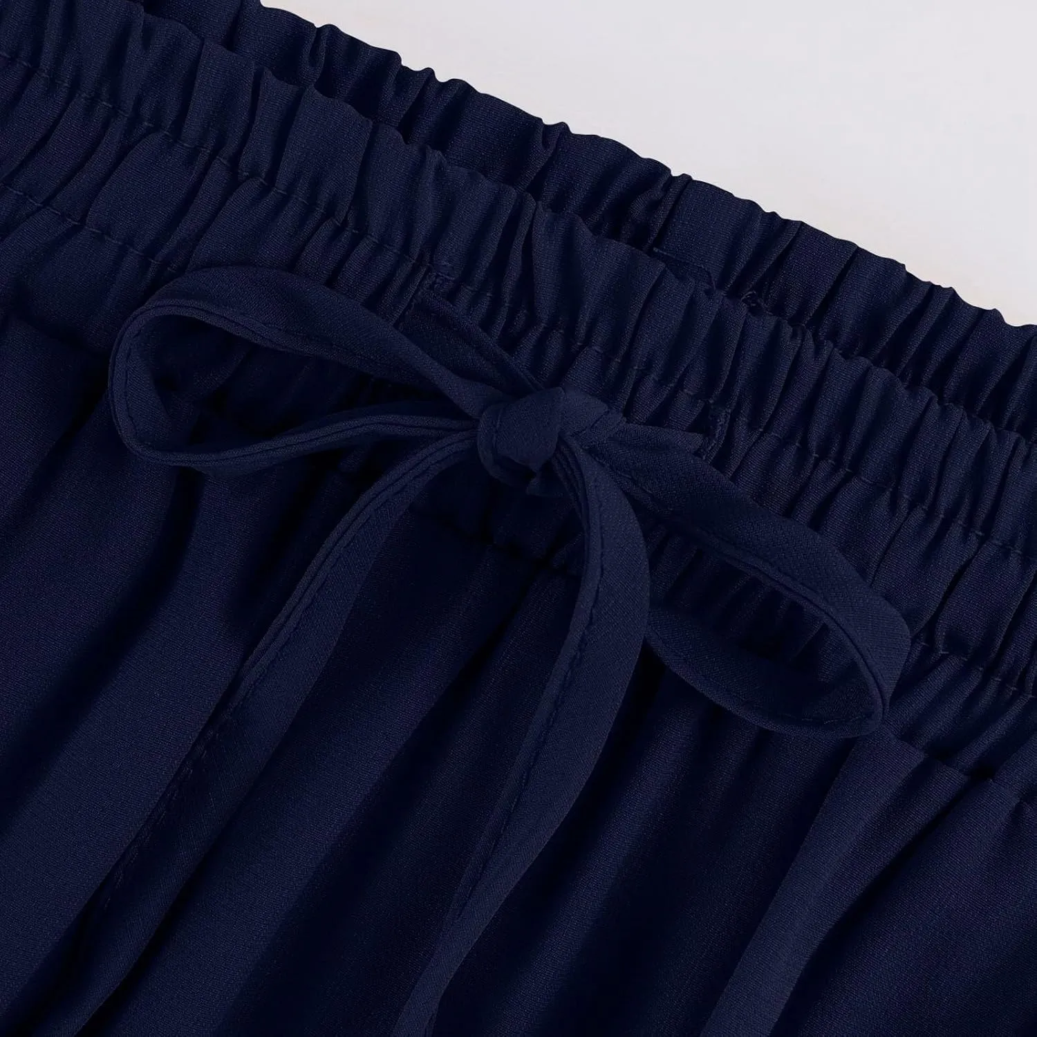Long Skirts for Women Trendy Pleated Maxi Skirt Casual Drawstring High Waisted Flowy Tiered Long Skirt with Pockets