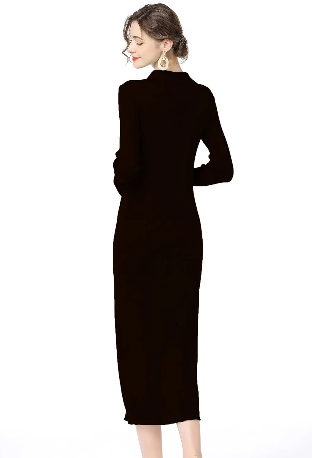 Long sweater dress for women Bodycon Sweater Dresses Botton Down Slim fit Cardigan dress Knit Sweater Dresses