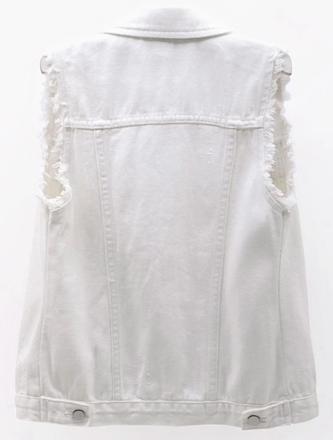 loveimgs Women's Fashion Sleeveless Regular Fit Lightweight Button Front Candy Color Ripped Denim Vest Jacket Pockets