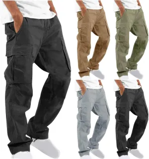 Men Cargo Sweatpants Loose Casual Work Pants Joggers Open Bottom Drawstring Cargos Athletic Cotton Straight Sweat Pant