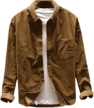 Men's Cotton Linen Shirt Long Sleeve Casual Slim Mandarin Collar Shirt Summer Beach Shirt