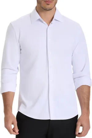 Mens Dress Shirt Wrinkle Free Knit Button Down Shirt Long Sleeve Business Shirt