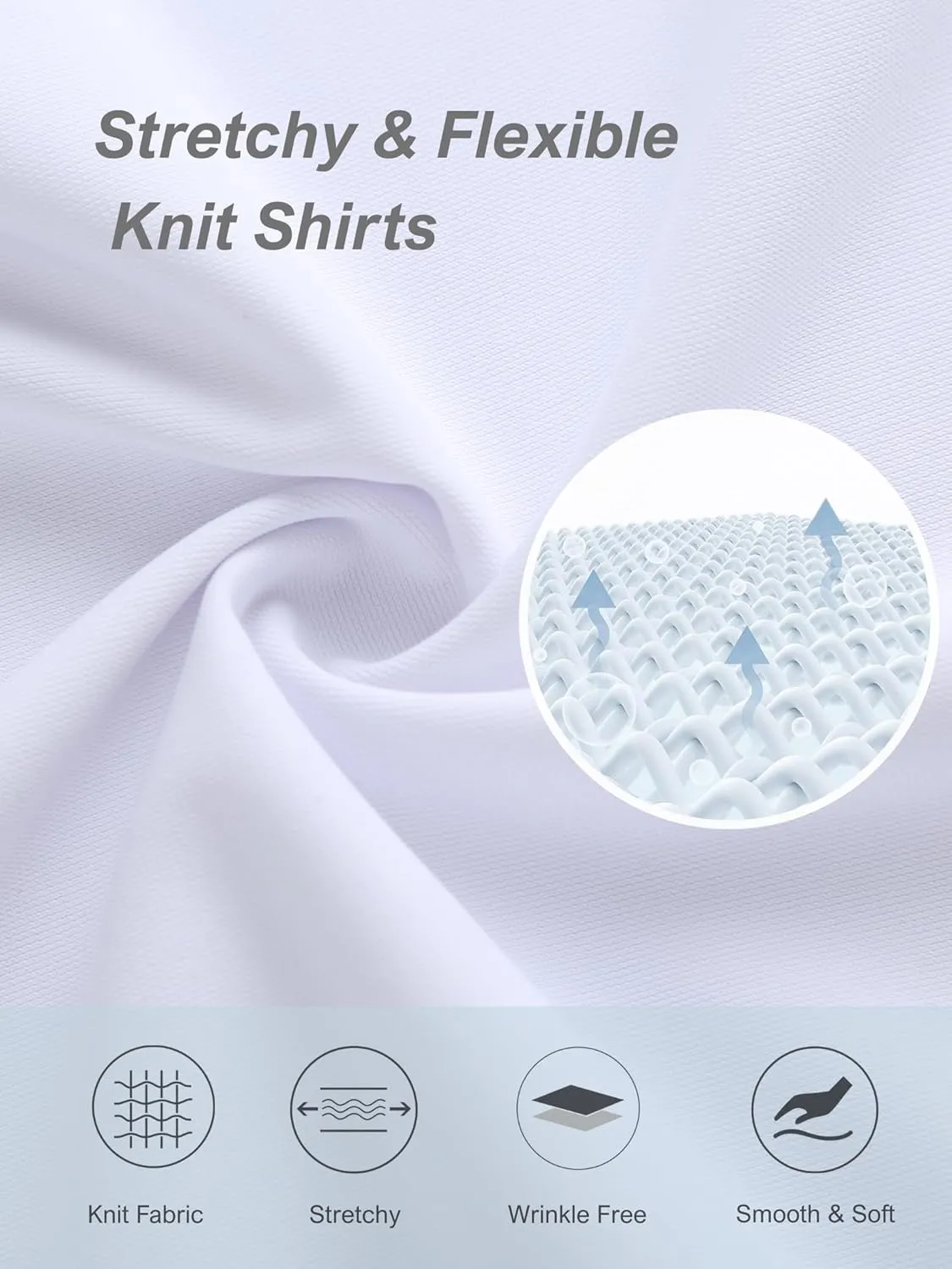 Mens Dress Shirt Wrinkle Free Knit Button Down Shirt Long Sleeve Business Shirt