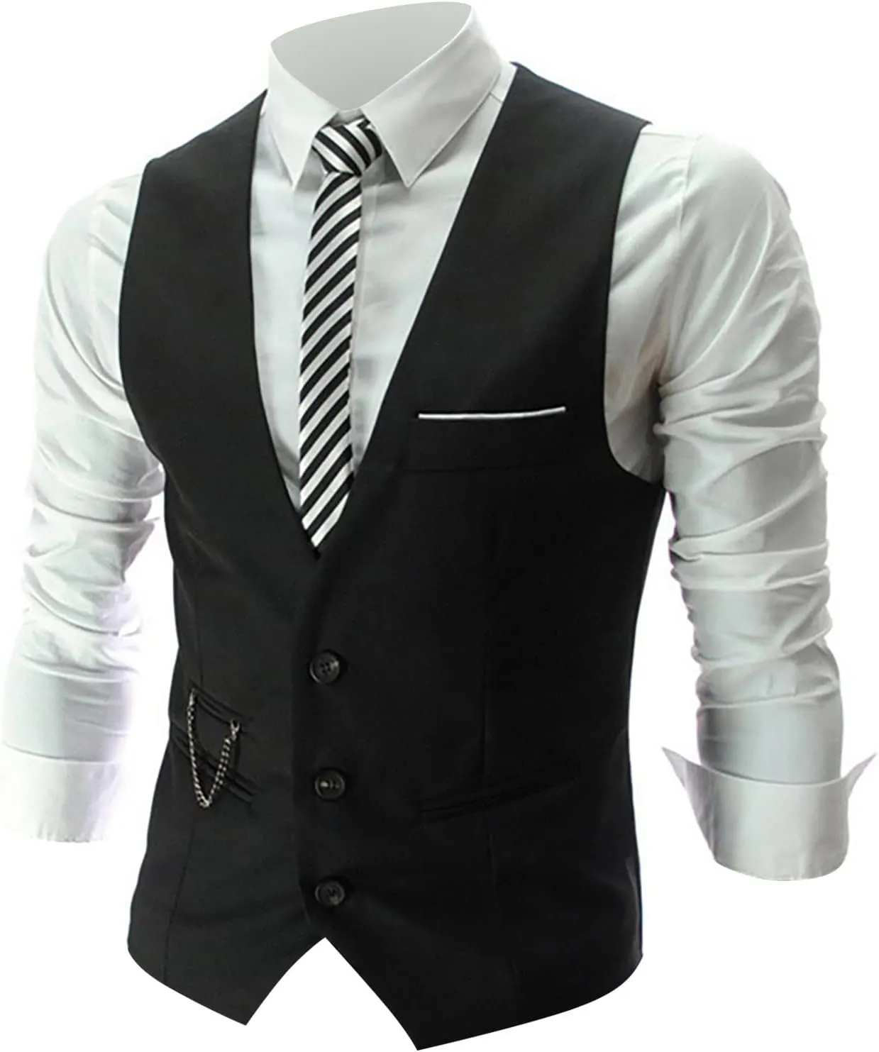 Men's Formal Suit Vest Slim Fit Casual Business Dress Waistcoat Vest V Neck Sleeveless Slim Jacket Vest