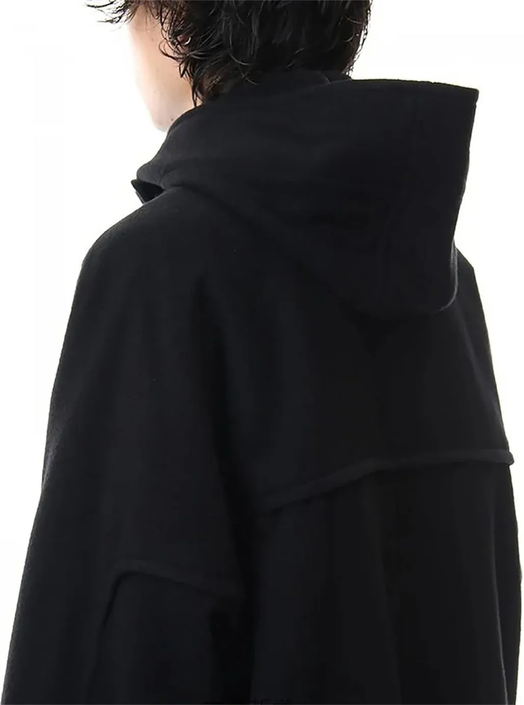 Men's Single Breasted Trench Coat Dark Medium Length Hooded Long Large Size Loose Coat