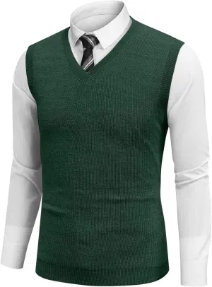 Mens Vest Relaxed Fit 2025 Lightweight Pullover Knitted V Neck Sleeveless Tops Business Work Solid Vest Sweater