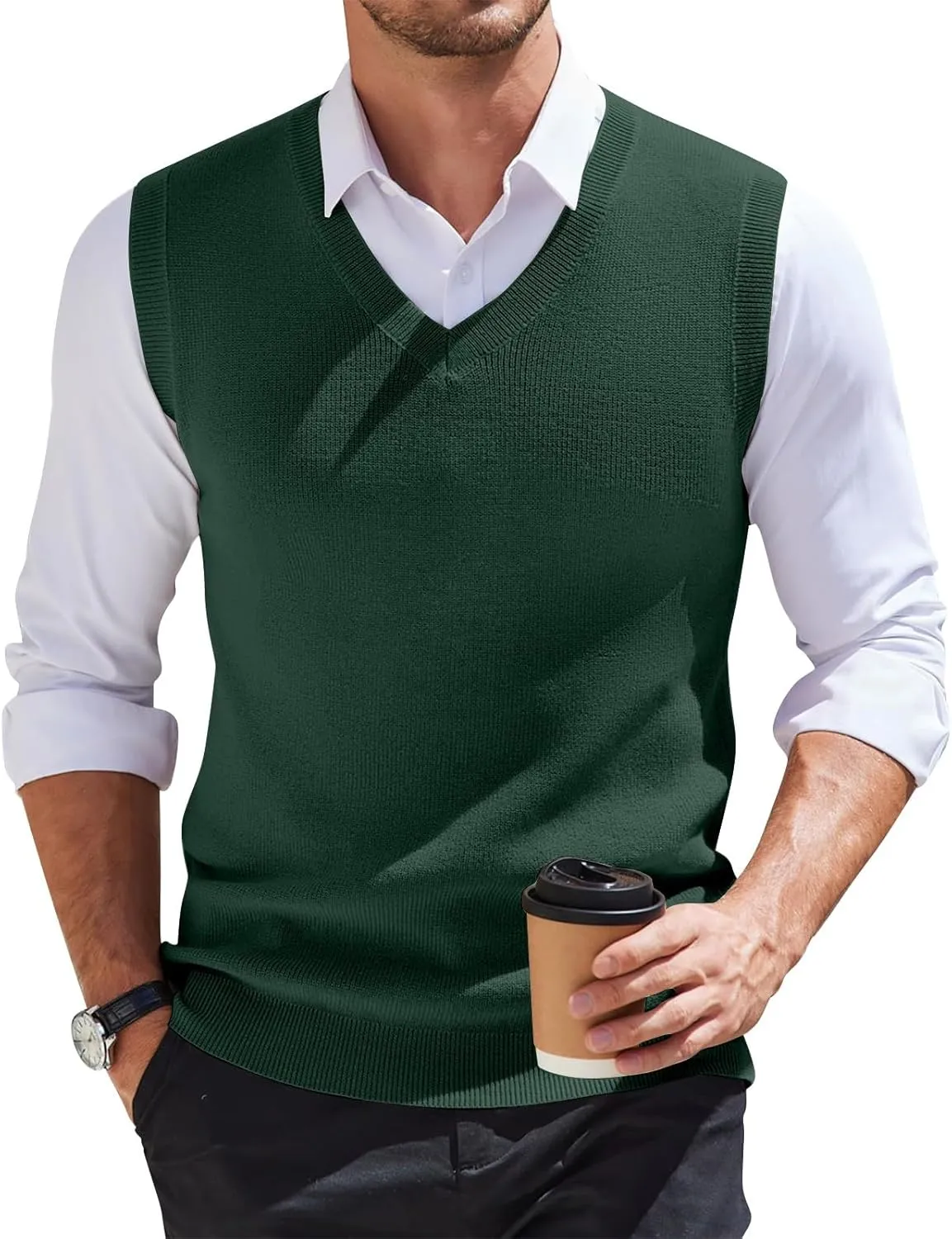 Mens Vest Relaxed Fit 2025 Lightweight Pullover Knitted V Neck Sleeveless Tops Business Work Solid Vest Sweater