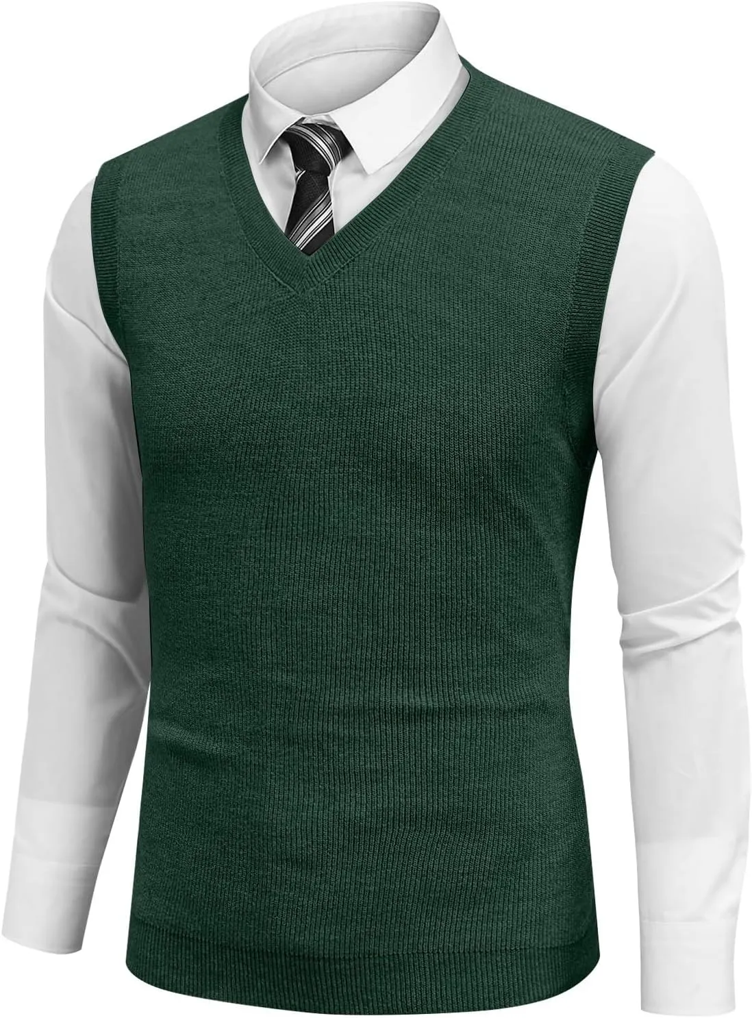 Mens Vest Relaxed Fit 2025 Lightweight Pullover Knitted V Neck Sleeveless Tops Business Work Solid Vest Sweater