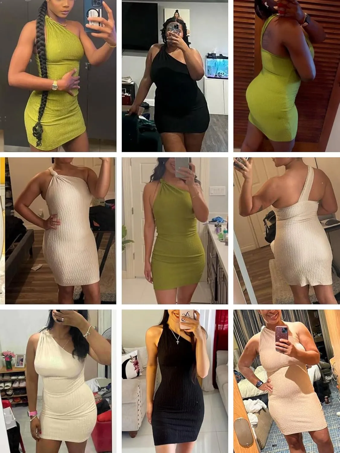 Narecte Women's Bodycon Mini Dress One Shoulder Sexy Club Dress Womens Cocktail Dress Party Short Dress for Women