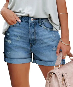 onlypuff Women's Ripped Jean Shorts