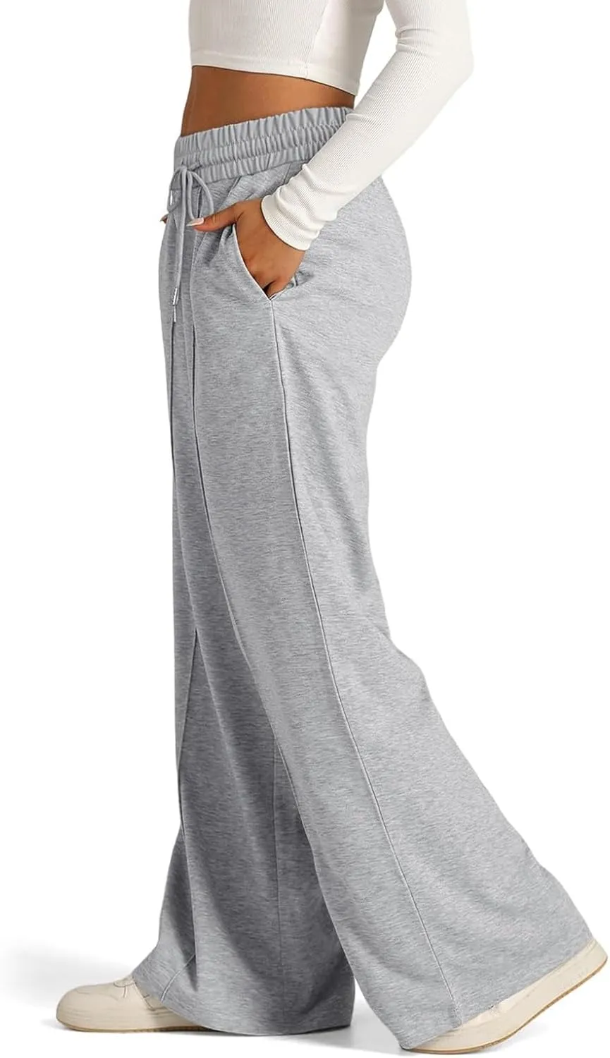 Oversized Wide Leg Sweatpants Women Elastic Drawstring Straight Leg Sweatpants Low Waisted Baggy Lounge Pants Pocket