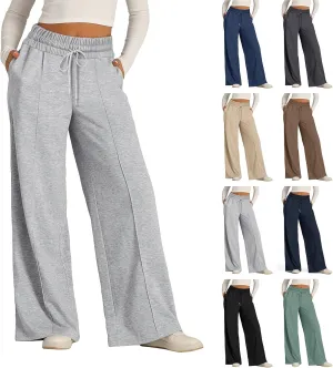 Oversized Wide Leg Sweatpants Women Elastic Drawstring Straight Leg Sweatpants Low Waisted Baggy Lounge Pants Pocket