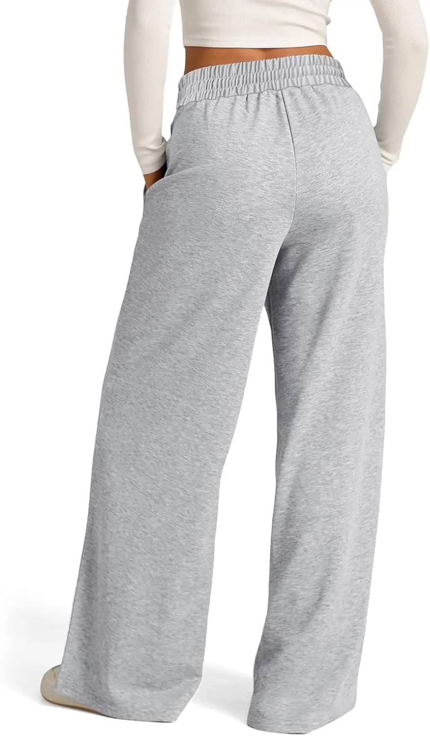 Oversized Wide Leg Sweatpants Women Elastic Drawstring Straight Leg Sweatpants Low Waisted Baggy Lounge Pants Pocket