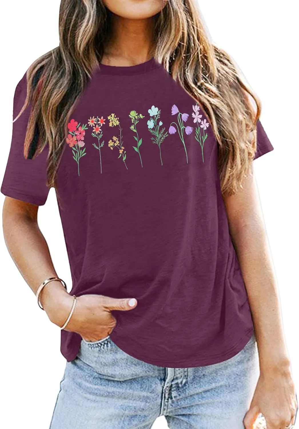 Pride T Shirt for Women Wildflowers Rainbow Shirt Floral LGBTQ T-Shirt Vintage Flowers Graphic Tees Tops