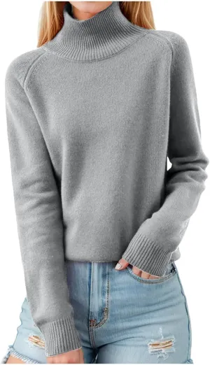SERYU Cashmere Turtleneck Sweater for Women Comfort Pullover Tops Casual Turtleneck Long Sleeve Wool Sweater