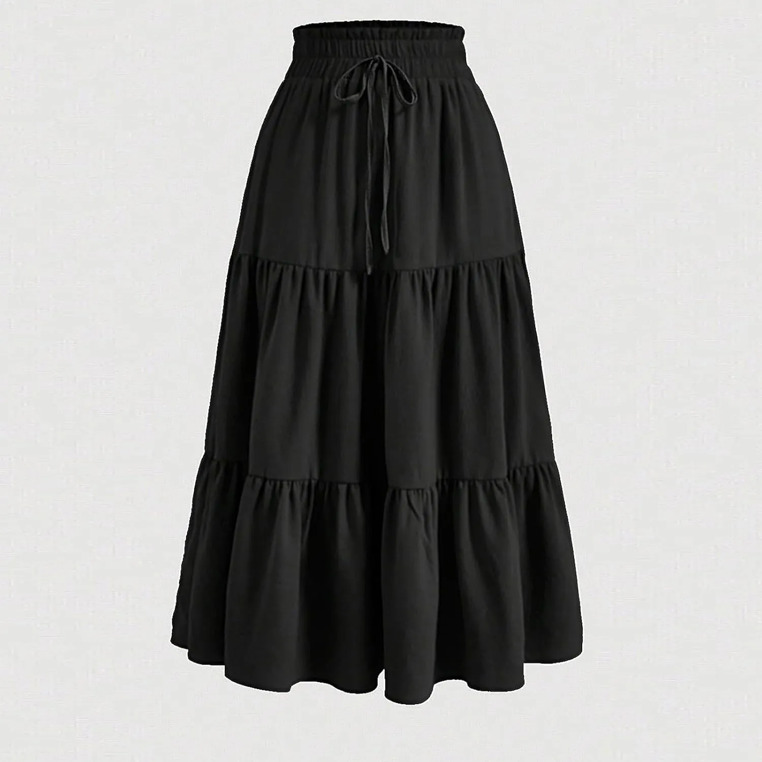 Skirts for Women Summer Flowy Tiered Elastic High Waisted Vacation Skirt A-Line Swing Long Floral Midi Skirts