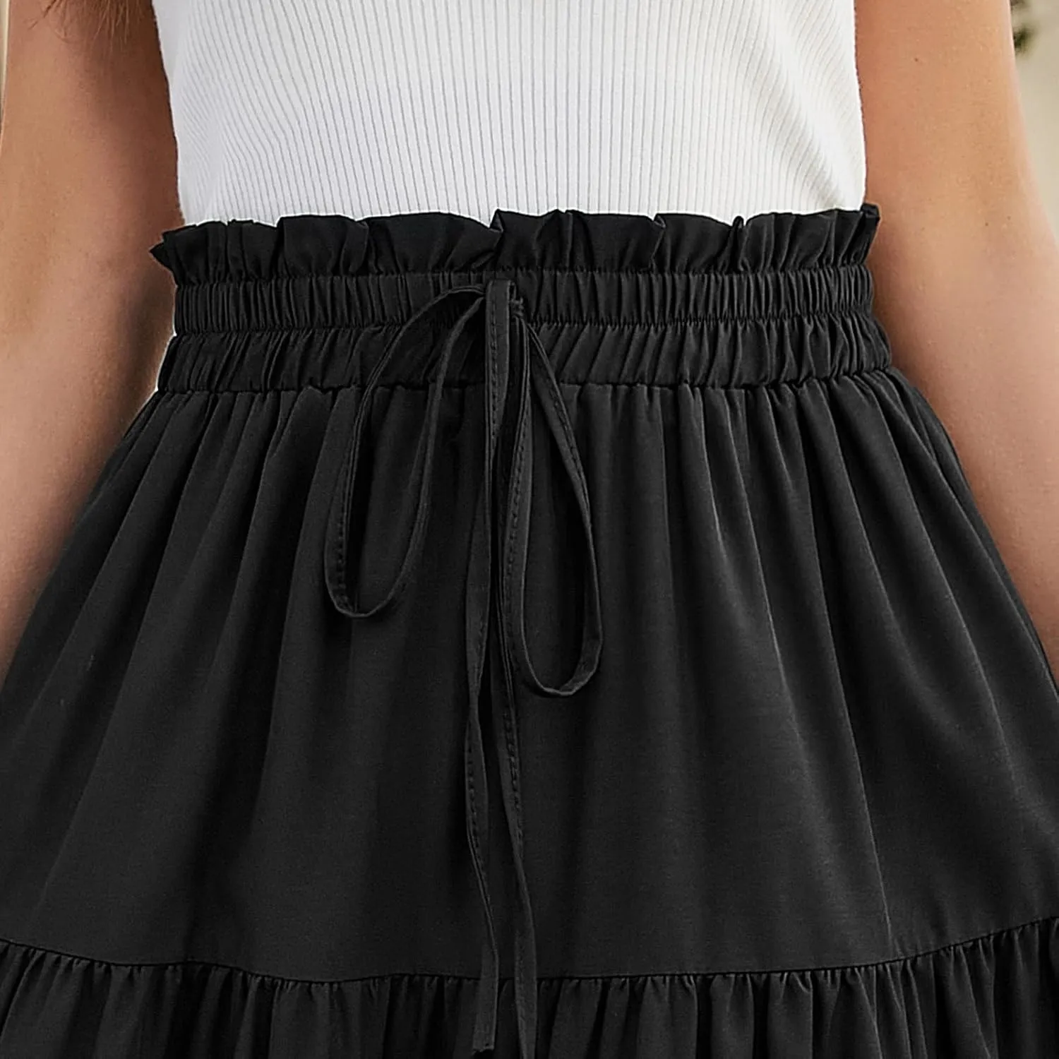 Skirts for Women Summer Flowy Tiered Elastic High Waisted Vacation Skirt A-Line Swing Long Floral Midi Skirts