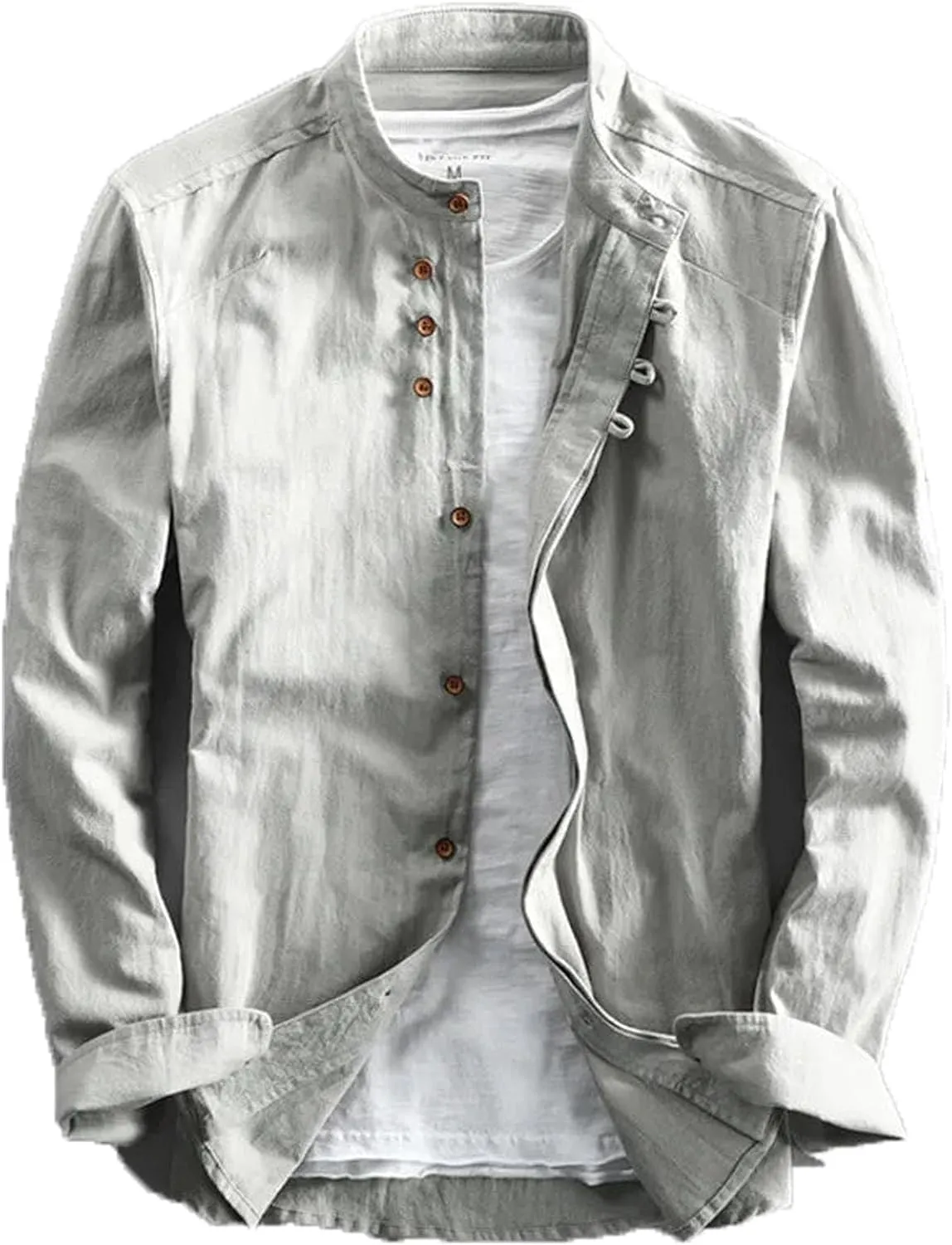 Soulona Shirt, Premium Soft Linen Japan Style Shirt, Casual Long Sleeve Stand Collar Shirt, Vintage Button Shirts