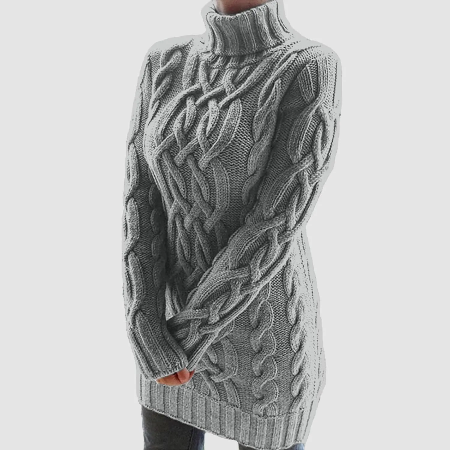 Sweater Dress for Women Oversized Crewneck Long Sleeve Mini Dress Solid Chunky Knit Sweater 2024 Fall Winter Pullover