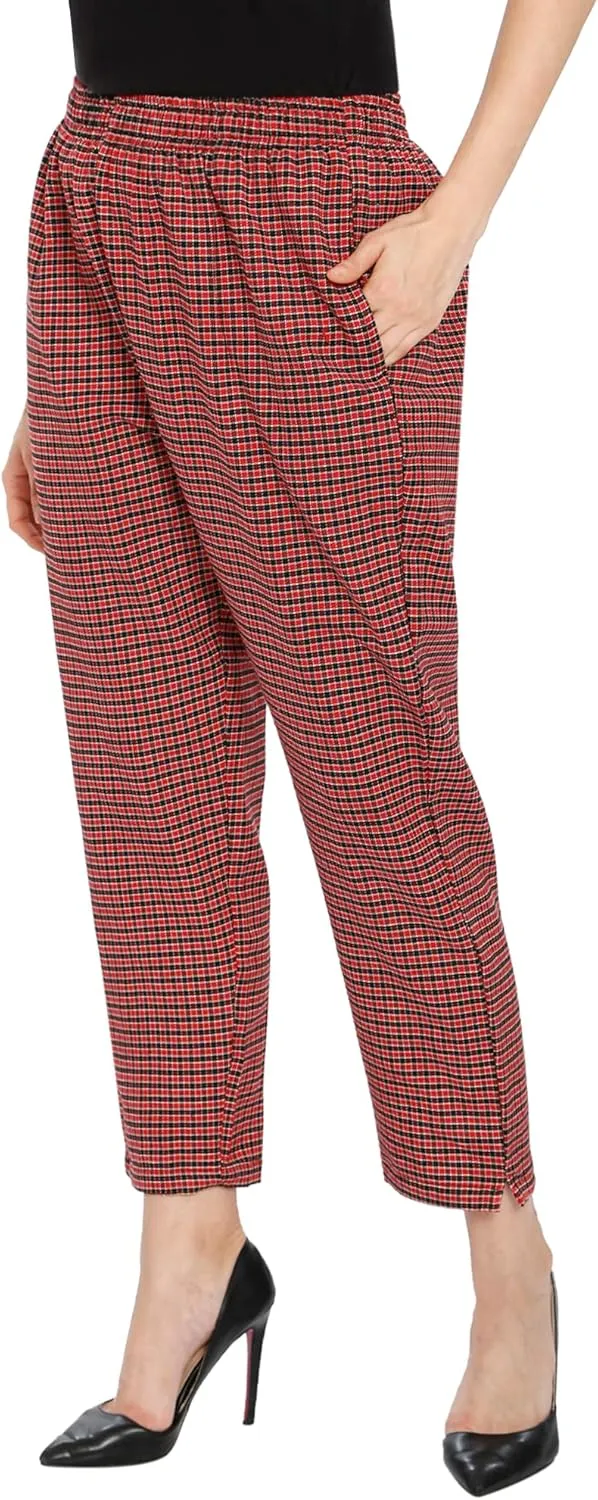 TNQ Women Winter Wear Checked Trouser || Woolen Trouser || Straight Fit Wollen Trouser with Pockets