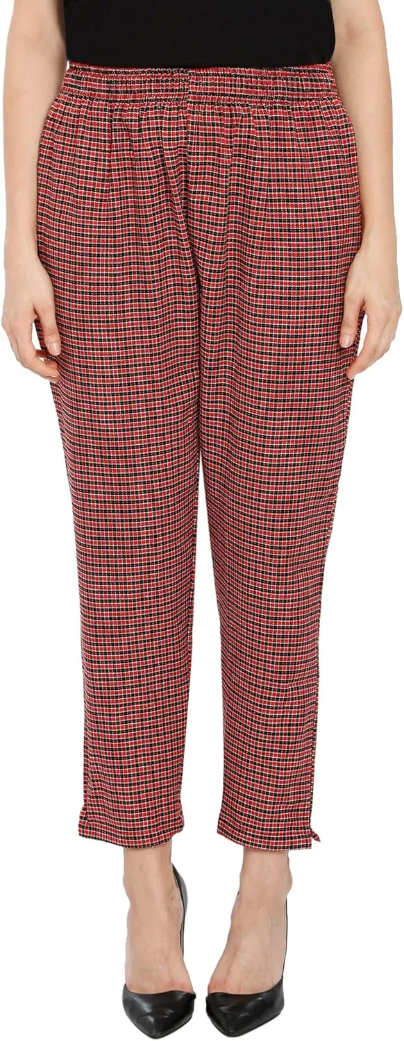 TNQ Women Winter Wear Checked Trouser || Woolen Trouser || Straight Fit Wollen Trouser with Pockets