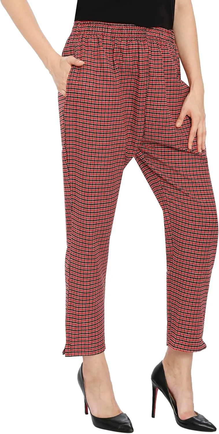 TNQ Women Winter Wear Checked Trouser || Woolen Trouser || Straight Fit Wollen Trouser with Pockets