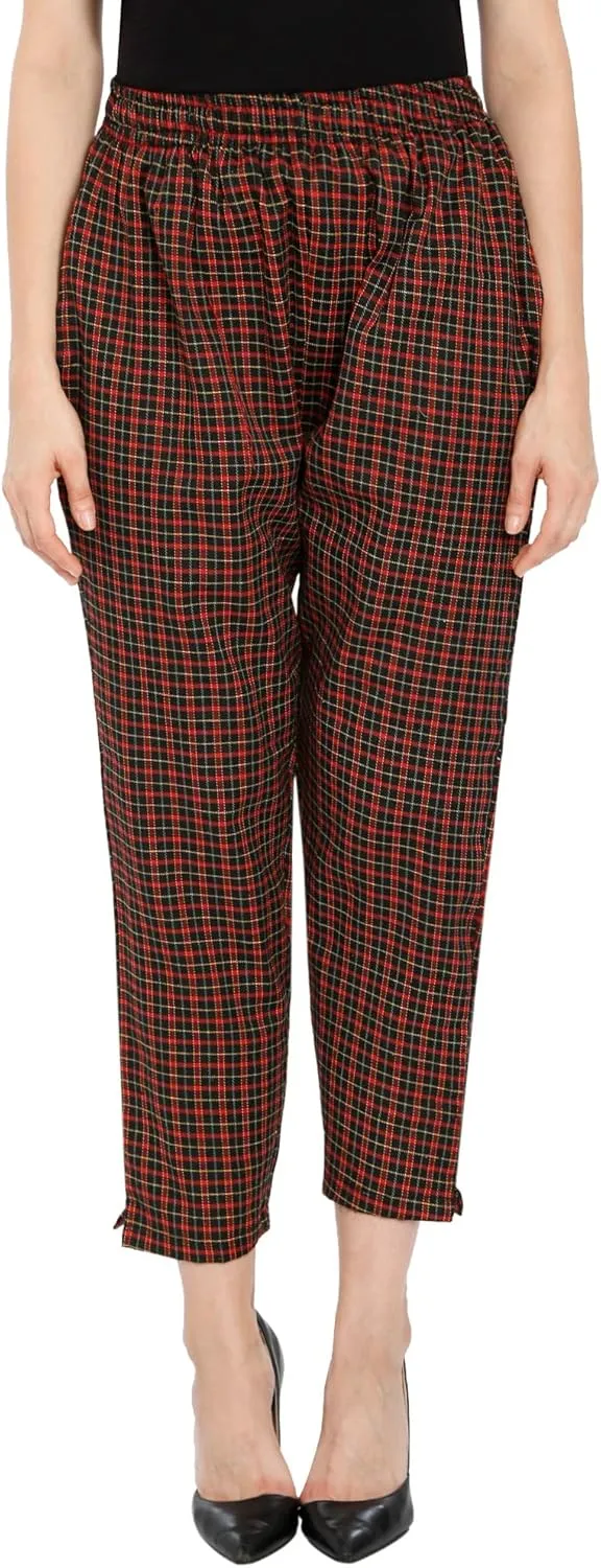 TNQ Women Winter Wear Checked Trouser || Woolen Trouser || Straight Fit Wollen Trouser with Pockets