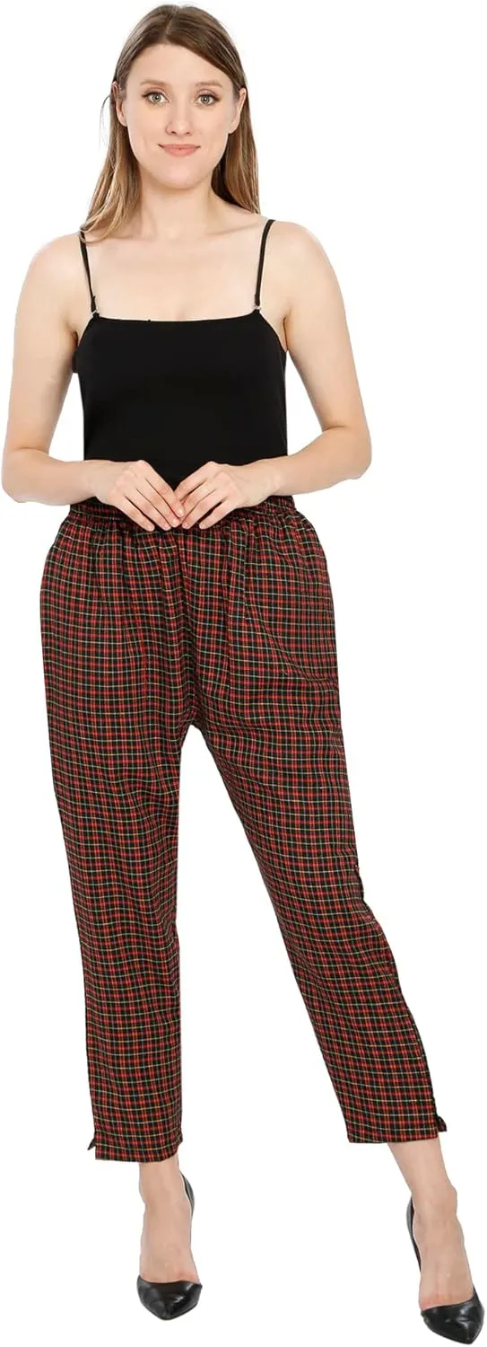 TNQ Women Winter Wear Checked Trouser || Woolen Trouser || Straight Fit Wollen Trouser with Pockets