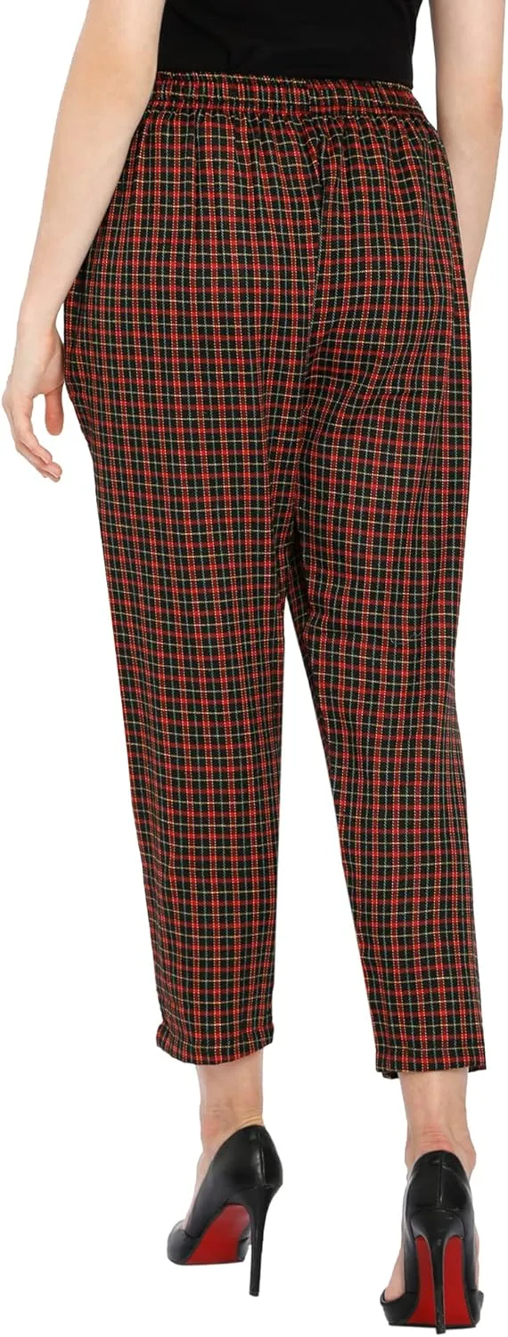 TNQ Women Winter Wear Checked Trouser || Woolen Trouser || Straight Fit Wollen Trouser with Pockets