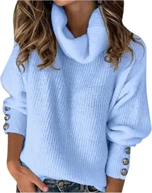 Turtleneck Loose Pullover Tops Sweater Mid Length Dress with Shoulder Sleeves and Half Turtleneck Sweater Neck Tops