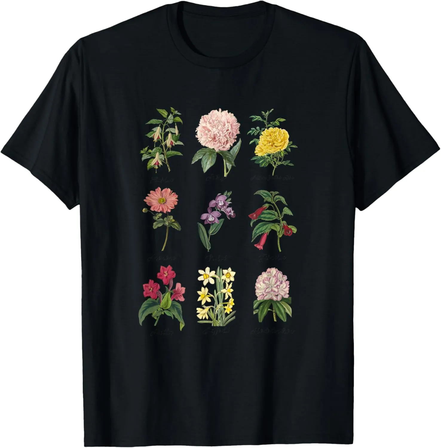 Vintage Botanical Floral Flower T-Shirt T-Shirt, White
