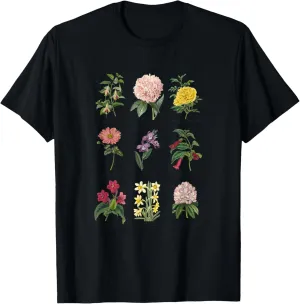 Vintage Botanical Floral Flower T-Shirt T-Shirt, White