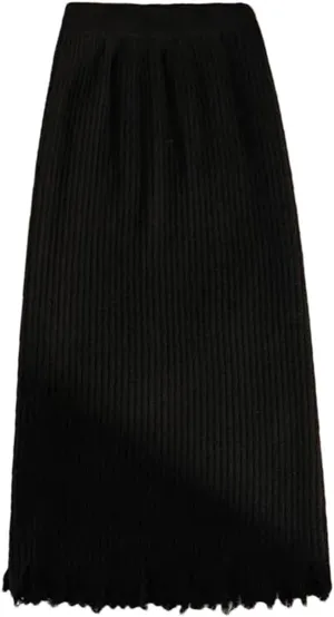 Vsadsau Women's Knitted Mid-Length Pencil Skirt Winter Stretch High Waist A-Line Straight Skirts