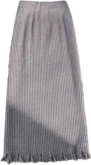 Vsadsau Women's Knitted Mid-Length Pencil Skirt Winter Stretch High Waist A-Line Straight Skirts