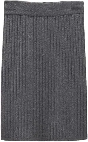 Vsadsau Women's Knitted Pencil Skirt Autumn and Winter Stretch High Waist Solid Color Midi Skirts