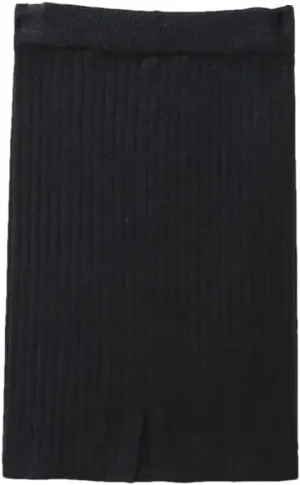 Vsadsau Women's Knitted Pencil Skirt Autumn and Winter Stretch High Waist Solid Color Midi Skirts