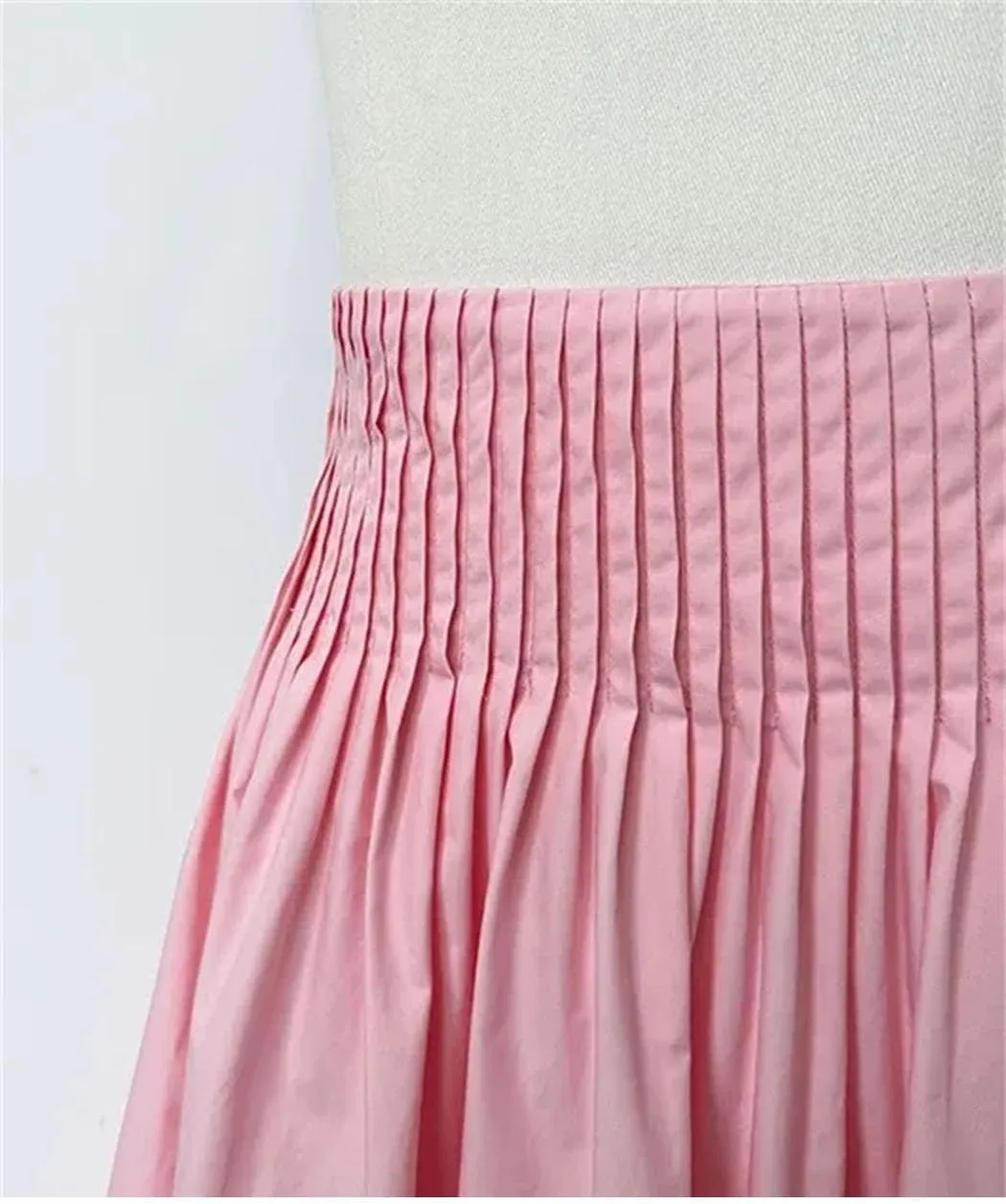 Women High Waisted Umbrella Skirt A-Line Pleats Bohemia Medium-Length Skirts