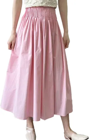 Women High Waisted Umbrella Skirt A-Line Pleats Bohemia Medium-Length Skirts