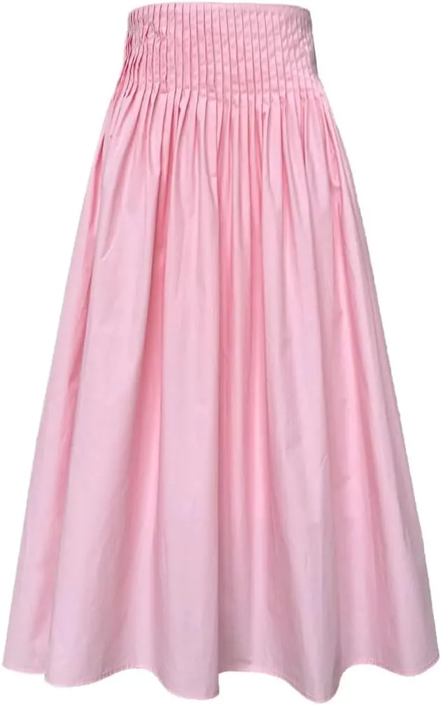 Women High Waisted Umbrella Skirt A-Line Pleats Bohemia Medium-Length Skirts
