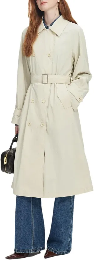 Women Medium Length British Style Trench Coat Design Coat